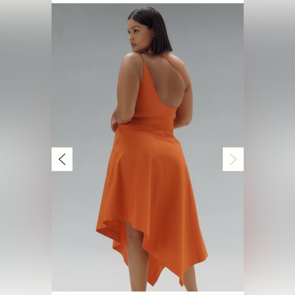 Anthropologie Yukiko Noritake Orange Floral One Shoulder Dress - Picture 9 of 9